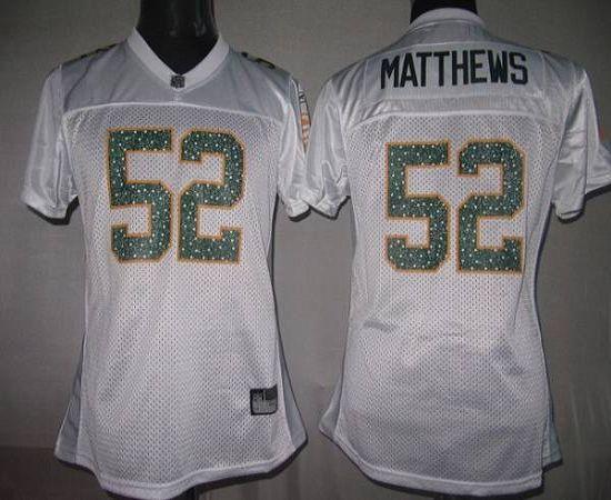 Packers #52 Clay Matthews White Women's Sweetheart Stitched NFL Jersey